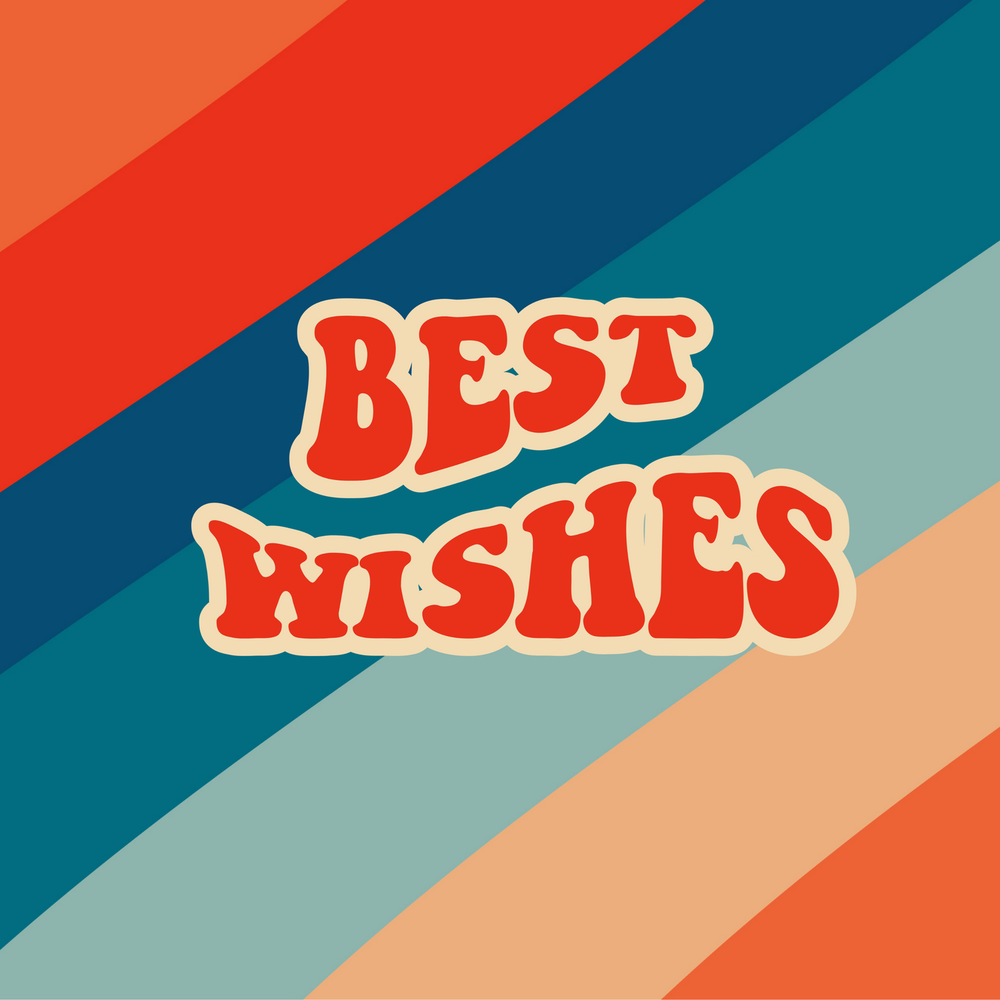 Colorful striped background with 'BEST WISHES' text