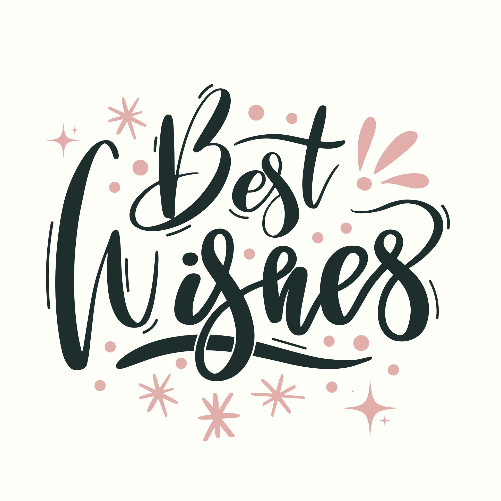 Decorative text 'Best Wishes' with decorative elements on a white background