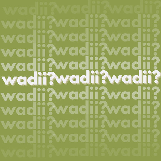 Green background with white text 'wadii?' repeated pattern and 'Diverse Scribbles' logo.