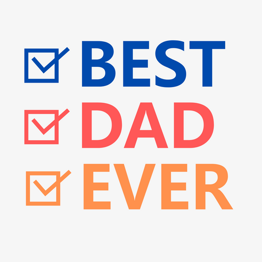 Text 'BEST DAD EVER' with checkmarks on a white background, featuring the brand 'Scalables'.