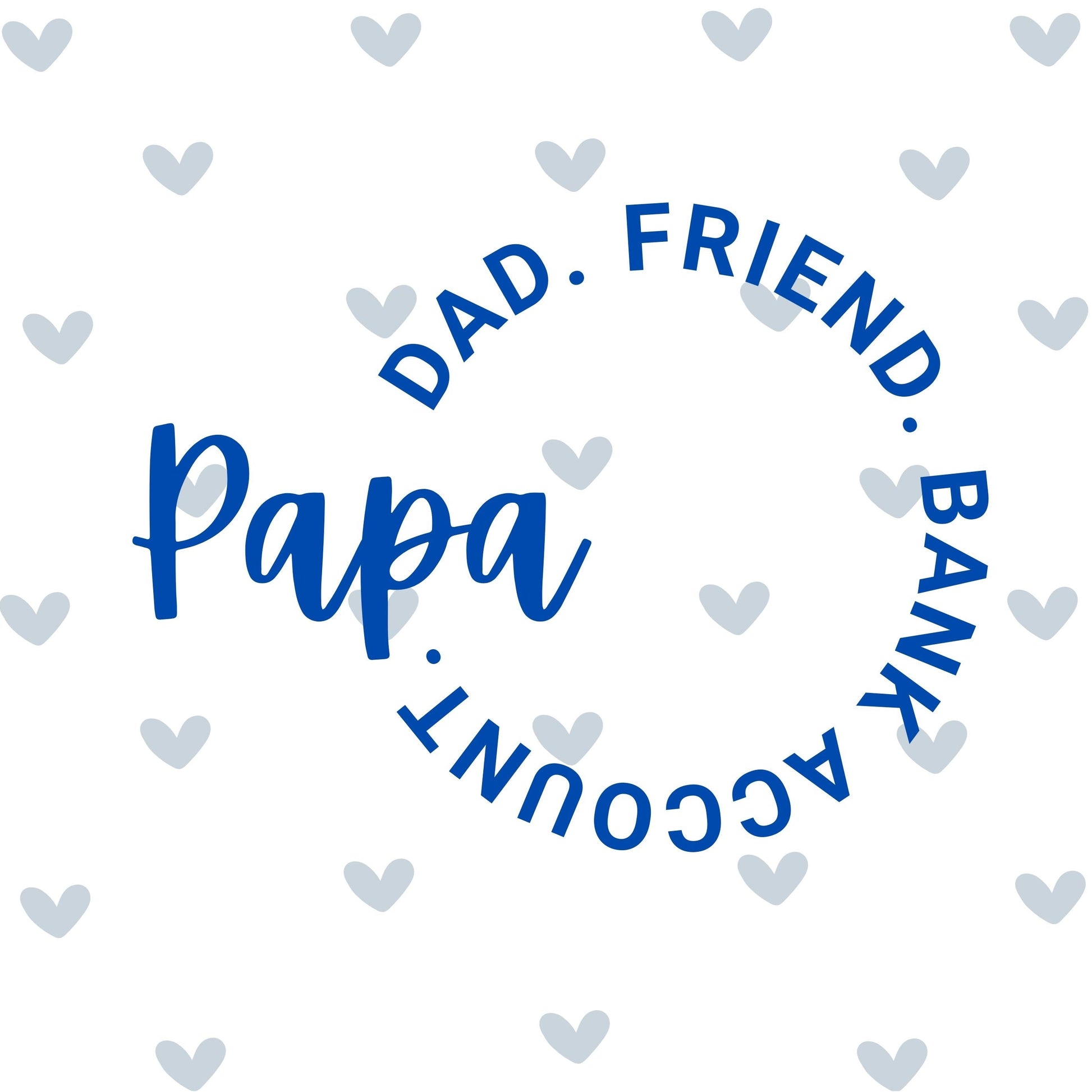 Blue text on a white background with heart patterns